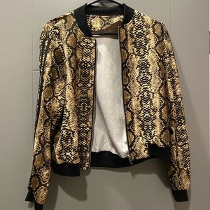 Snake print bomber jacket